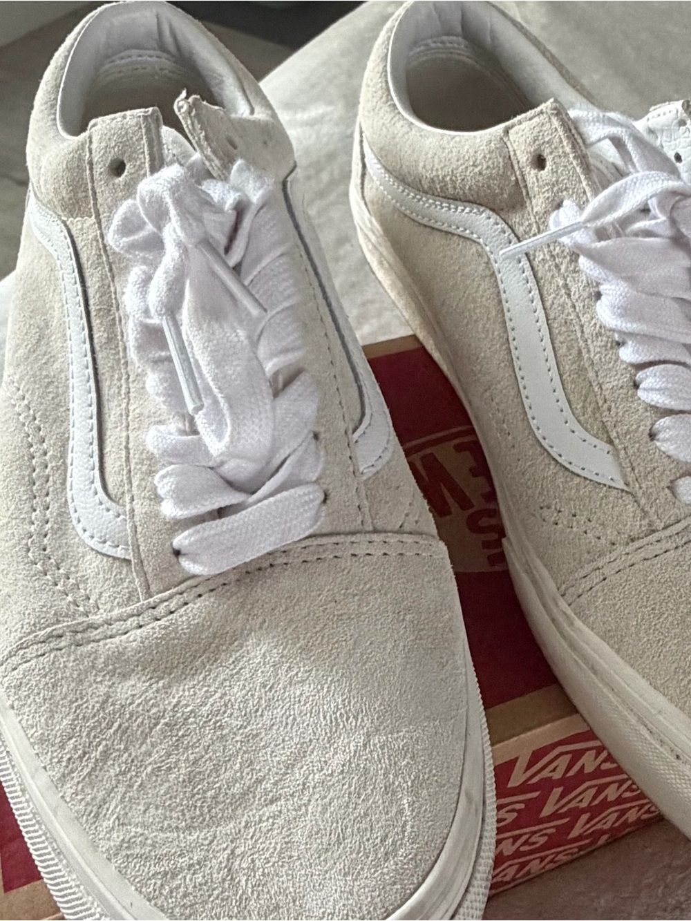 Vans Old Skool Suede Sneakers in Off-White and White